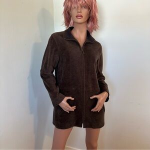 L.L. Bean Dark Brown Insulated Wool Blend Fleece Jacket